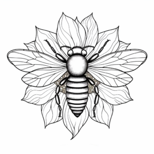 Realistic Carpenter Bee and Sunflower Coloring Sheets 3