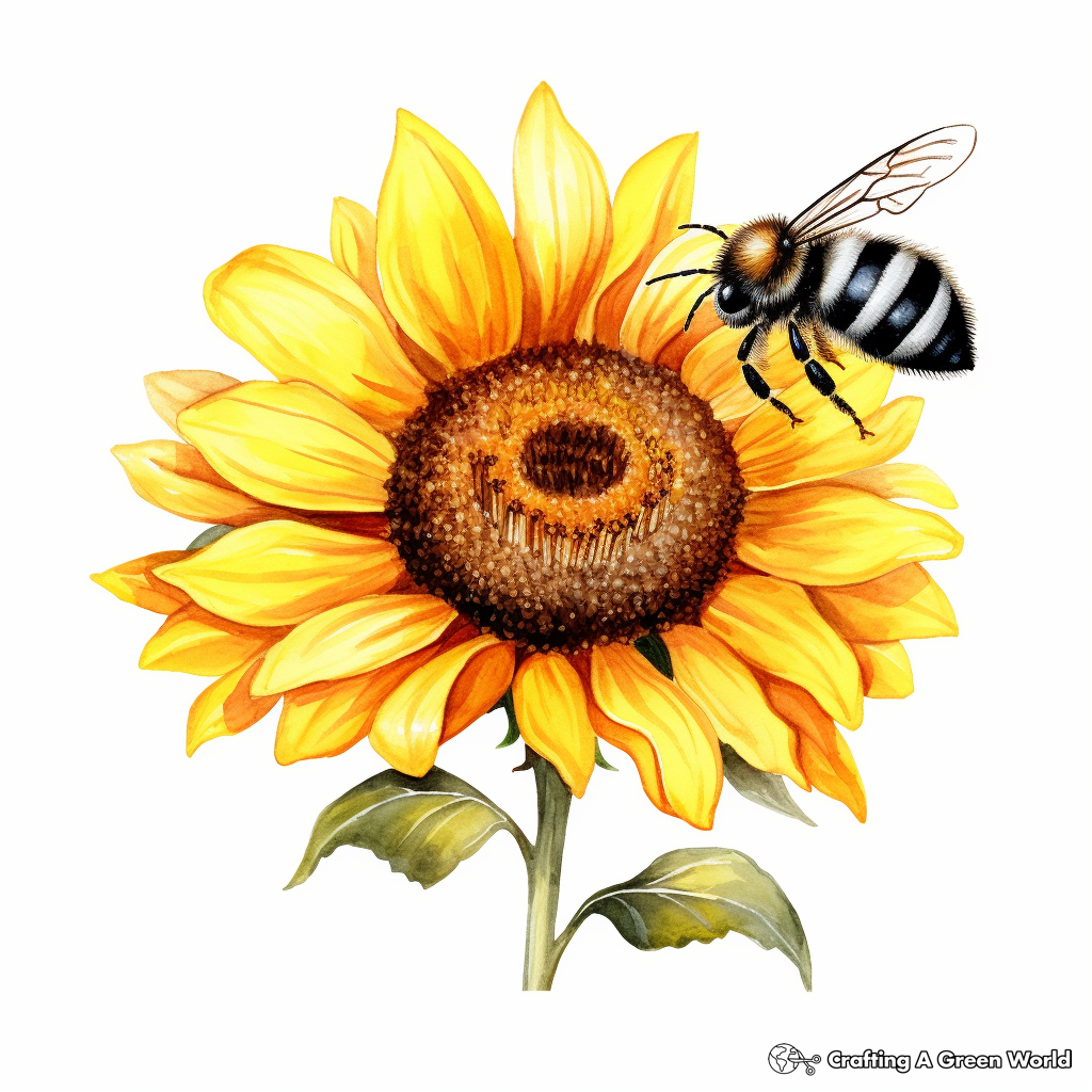 Realistic Carpenter Bee and Sunflower Coloring Sheets 4