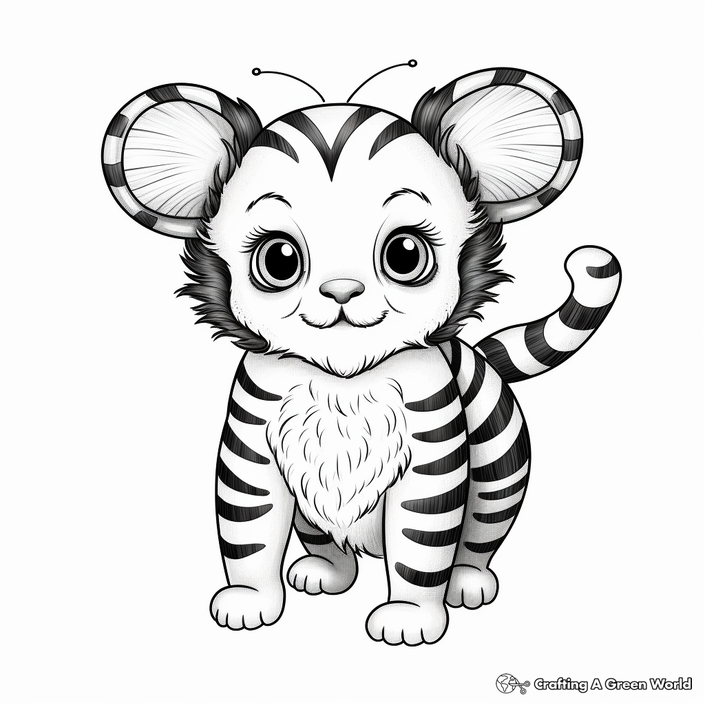 Realistic Cat-Bee Hybrid Coloring Pages 1