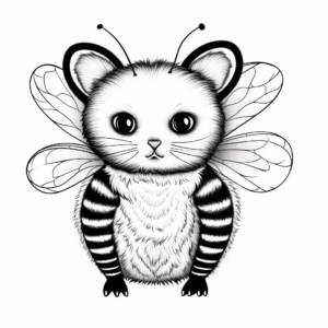 Realistic Cat-Bee Hybrid Coloring Pages 3