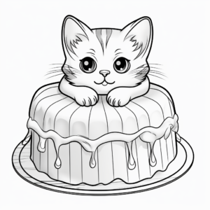 Realistic Cat Cake Coloring Pages For Adults 3