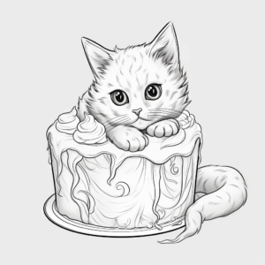 Realistic Cat Cake Coloring Pages For Adults 4