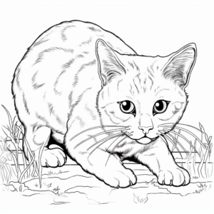 Realistic Cat Hunting Mouse Coloring Pages 4