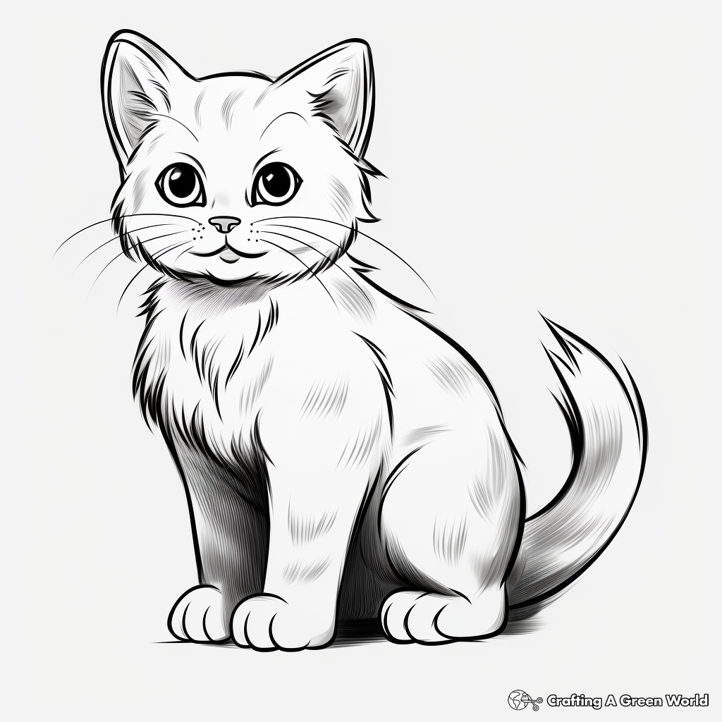 Realistic Cat Kid Pet Coloring Pages 2