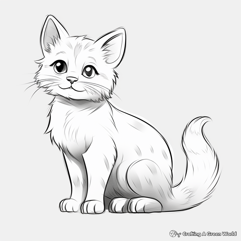 Realistic Cat Kid Pet Coloring Pages 3