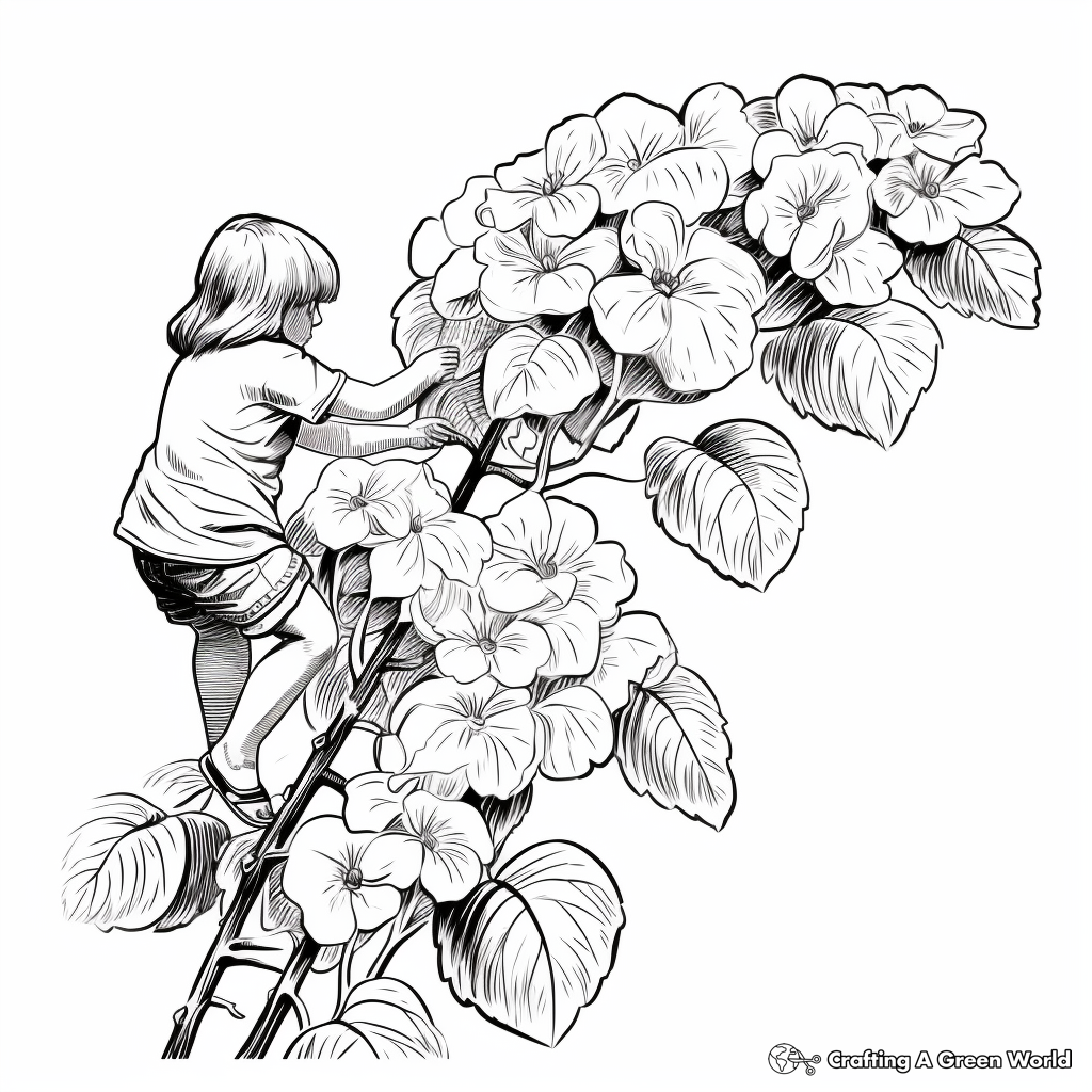 Realistic Climbing Hydrangea Coloring Pages 1