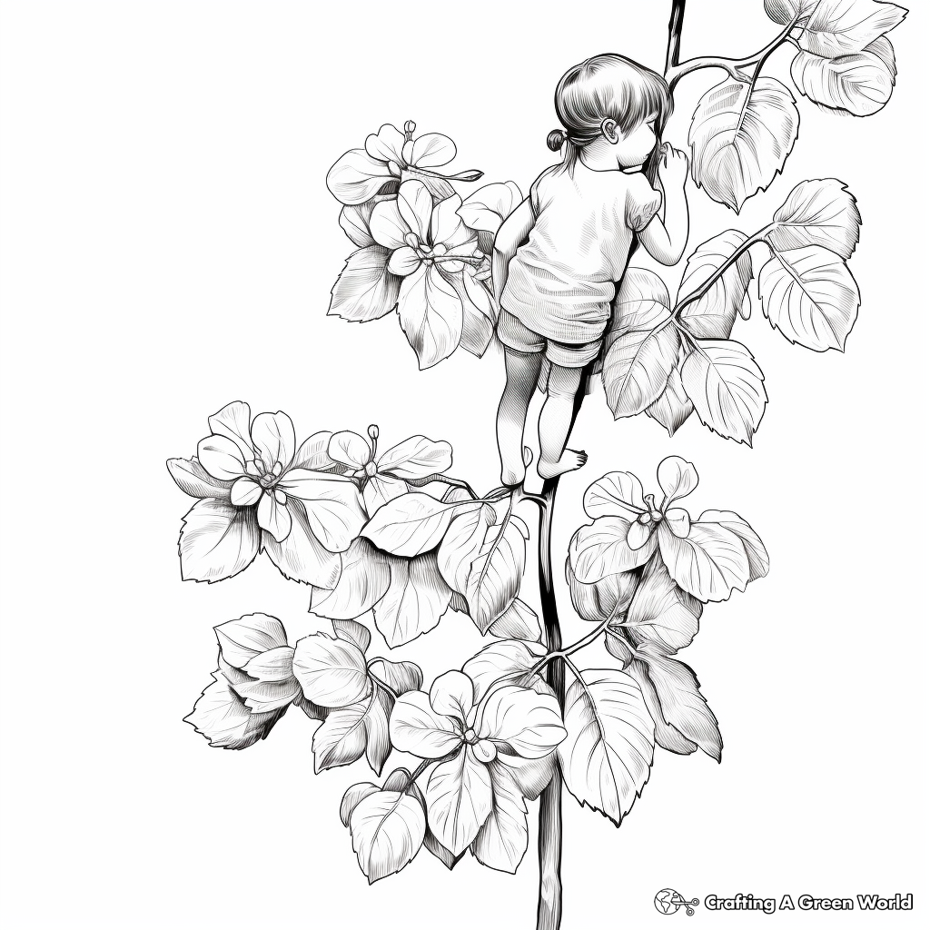 Realistic Climbing Hydrangea Coloring Pages 2