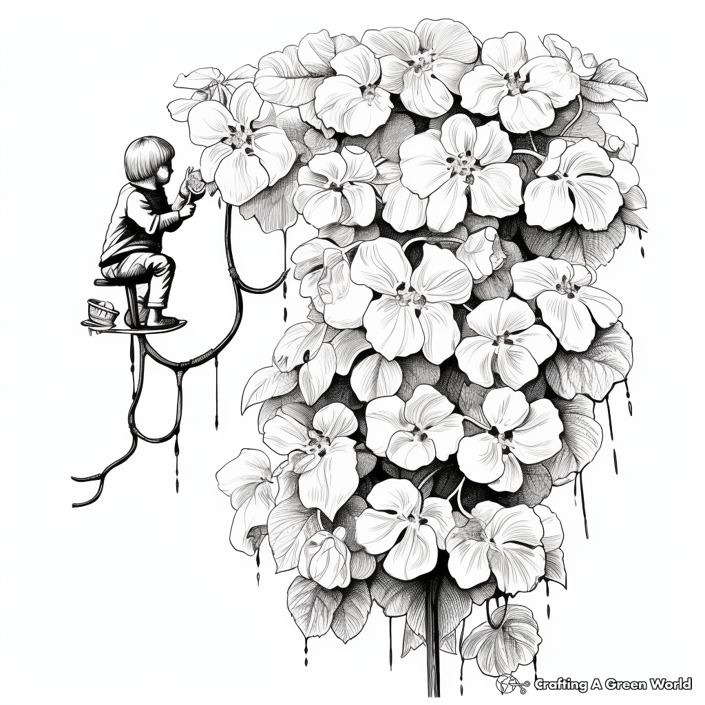 Realistic Climbing Hydrangea Coloring Pages 3