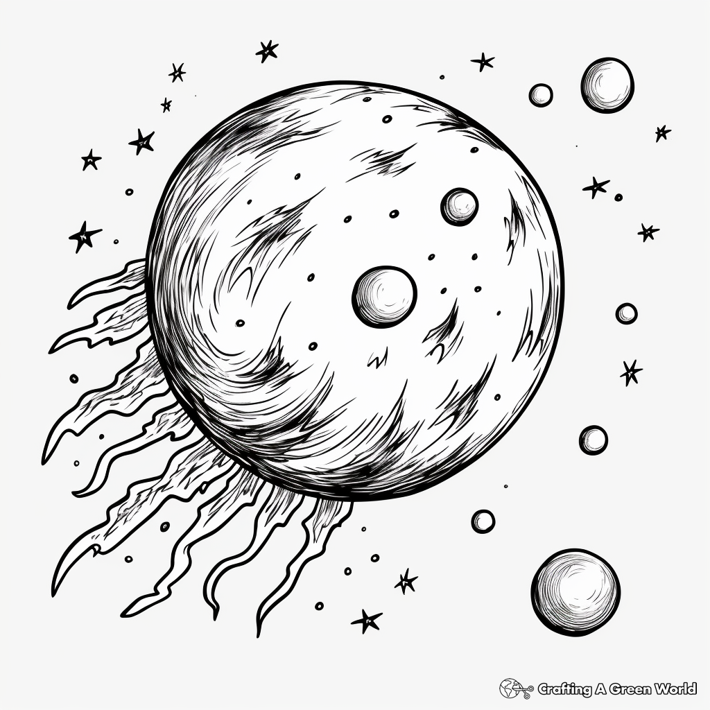Realistic Comet Fireball Coloring Pages 2