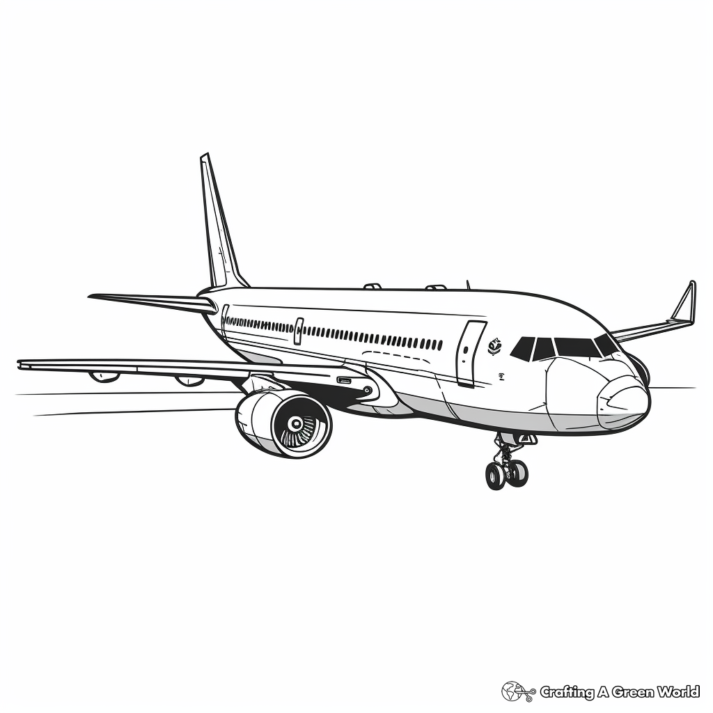 Realistic Commercial Airplane Coloring Sheets 1