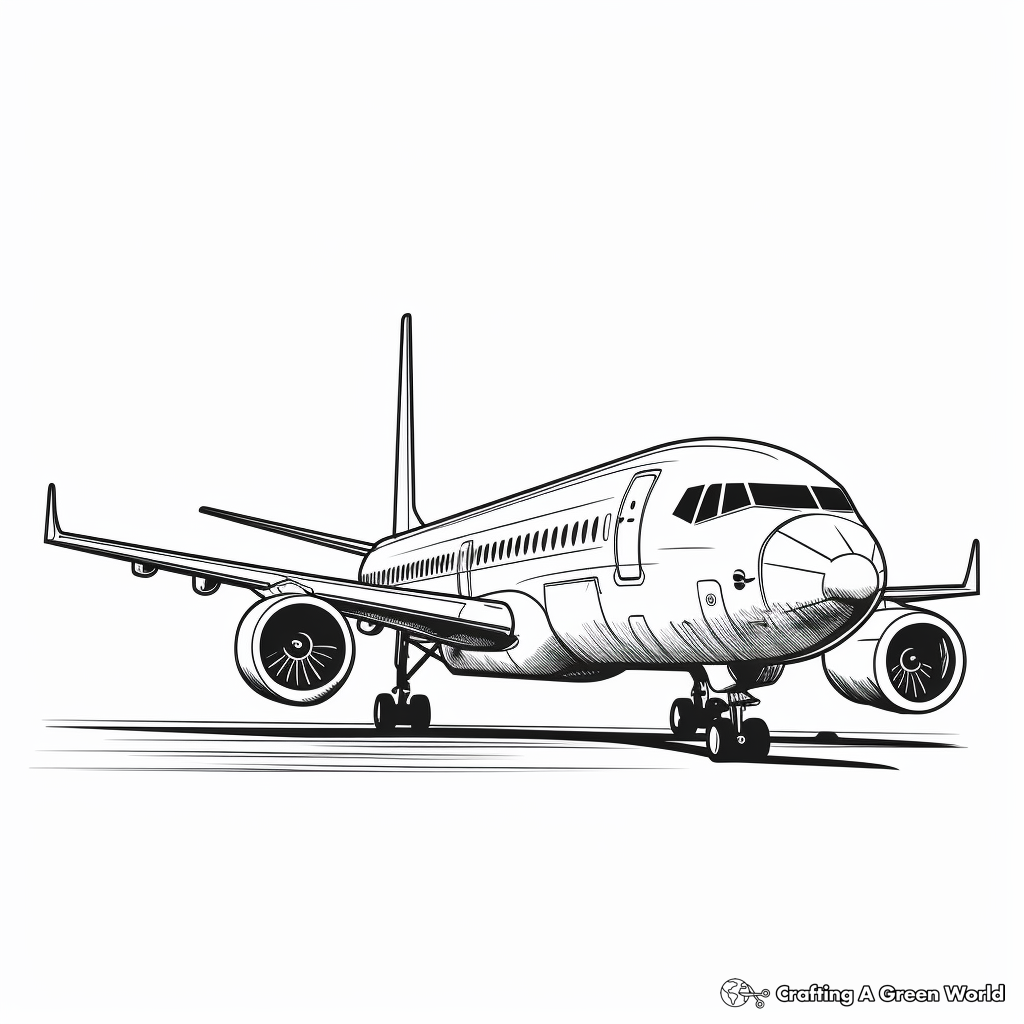 Realistic Commercial Airplane Coloring Sheets 3