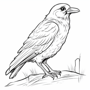 Realistic Common Raven Coloring Pages 1
