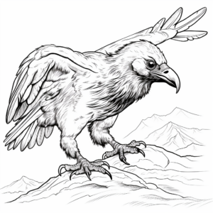 Realistic Common Raven Coloring Pages 2