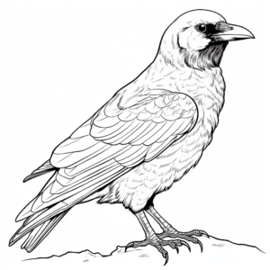Realistic Common Raven Coloring Pages 3