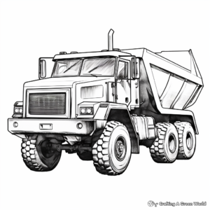 Realistic Construction Dump Truck Coloring Sheets 1