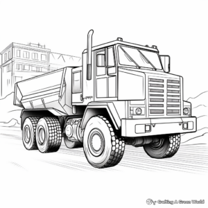 Realistic Construction Dump Truck Coloring Sheets 2