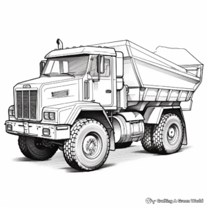 Realistic Construction Dump Truck Coloring Sheets 3