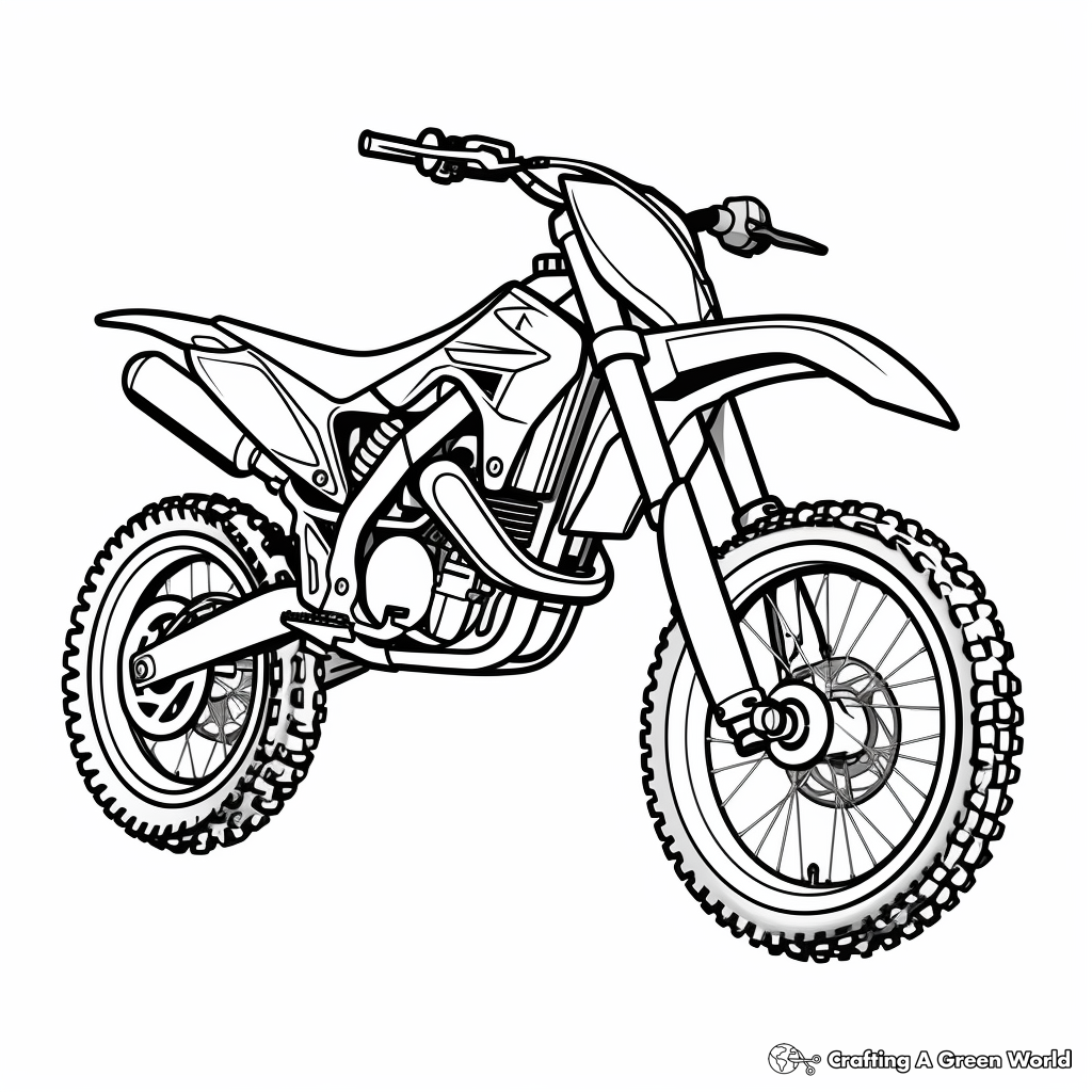 Realistic Cross-Country Dirt Bike Coloring Sheets 1