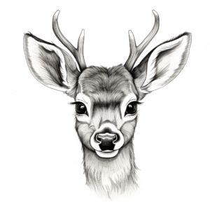 Realistic Deer Face Coloring Pages 1
