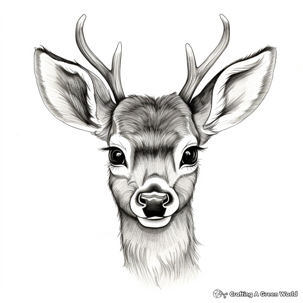 Realistic Deer Face Coloring Pages 1
