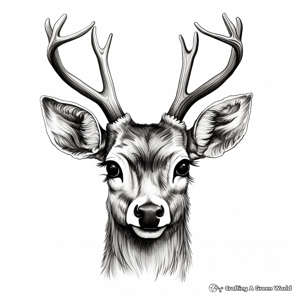 Realistic Deer Face Coloring Pages 2