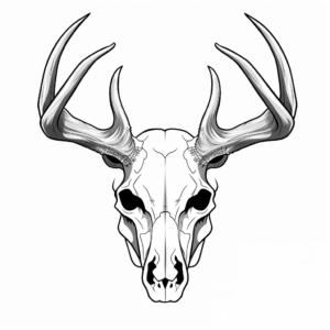 Realistic Deer Skull Coloring Sheets 2