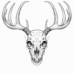 Realistic Deer Skull Coloring Sheets 3