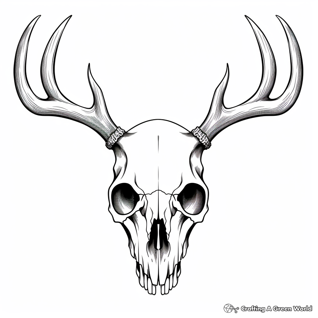 Realistic Deer Skull Coloring Sheets 4