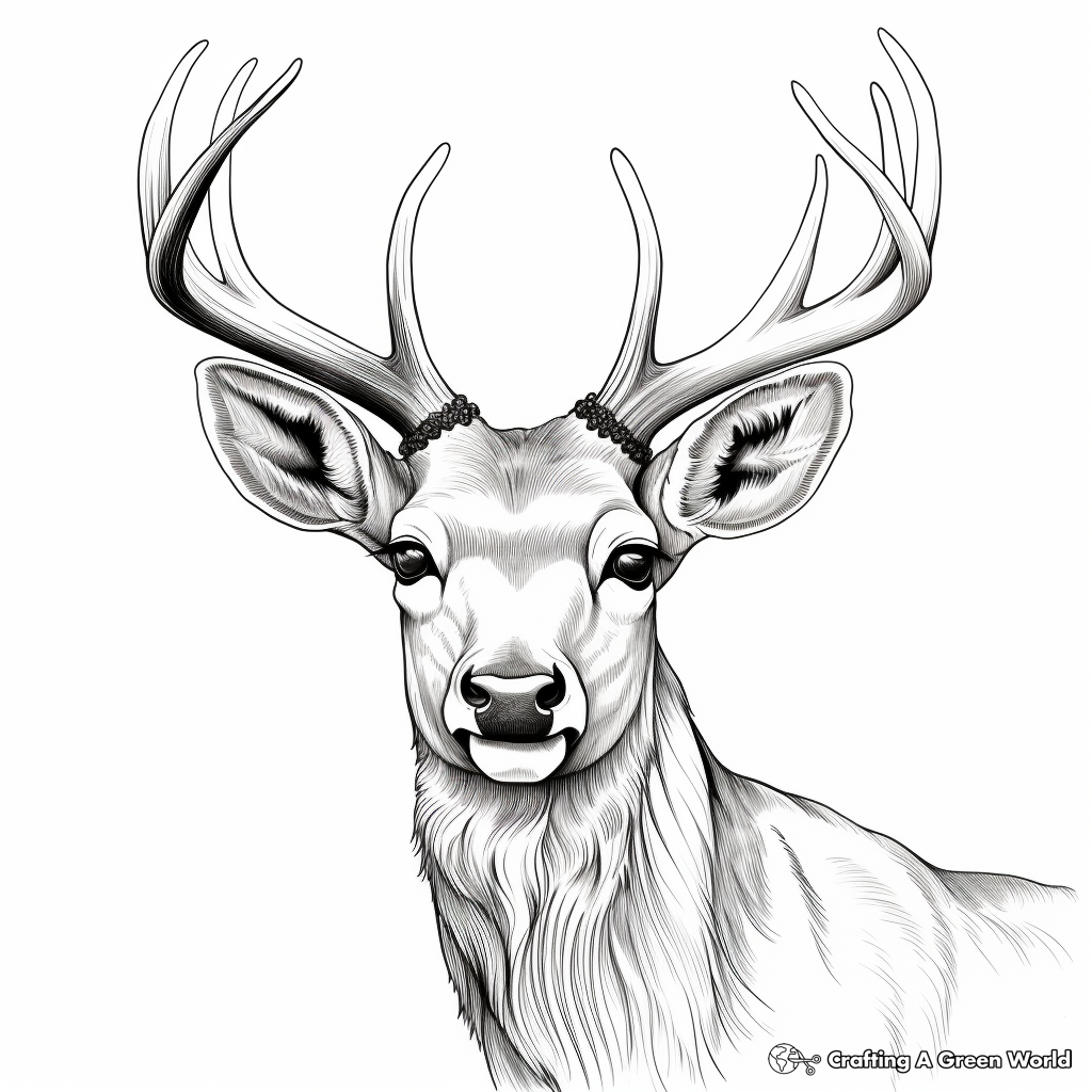 Realistic Deer with Antlers Coloring Pages 1