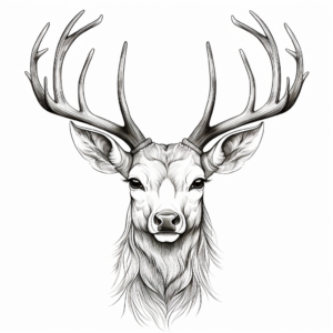 Realistic Deer with Antlers Coloring Pages 2