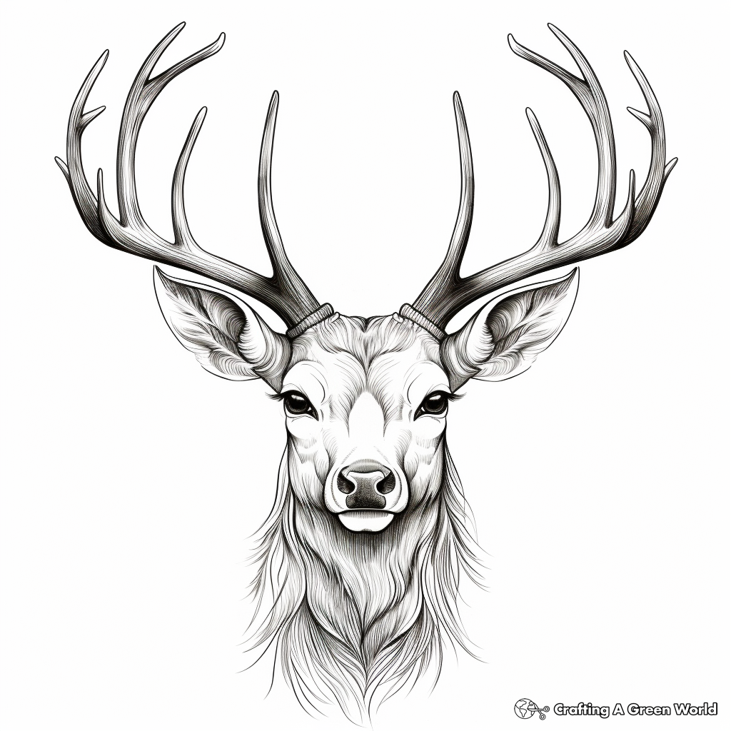 Realistic Deer with Antlers Coloring Pages 2
