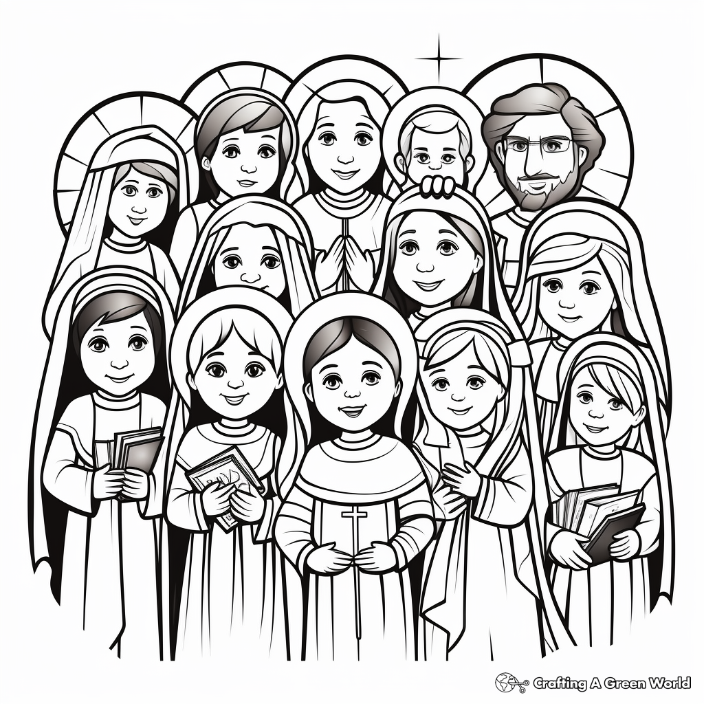 Realistic Depictions of Saintly Figures Coloring Pages 2