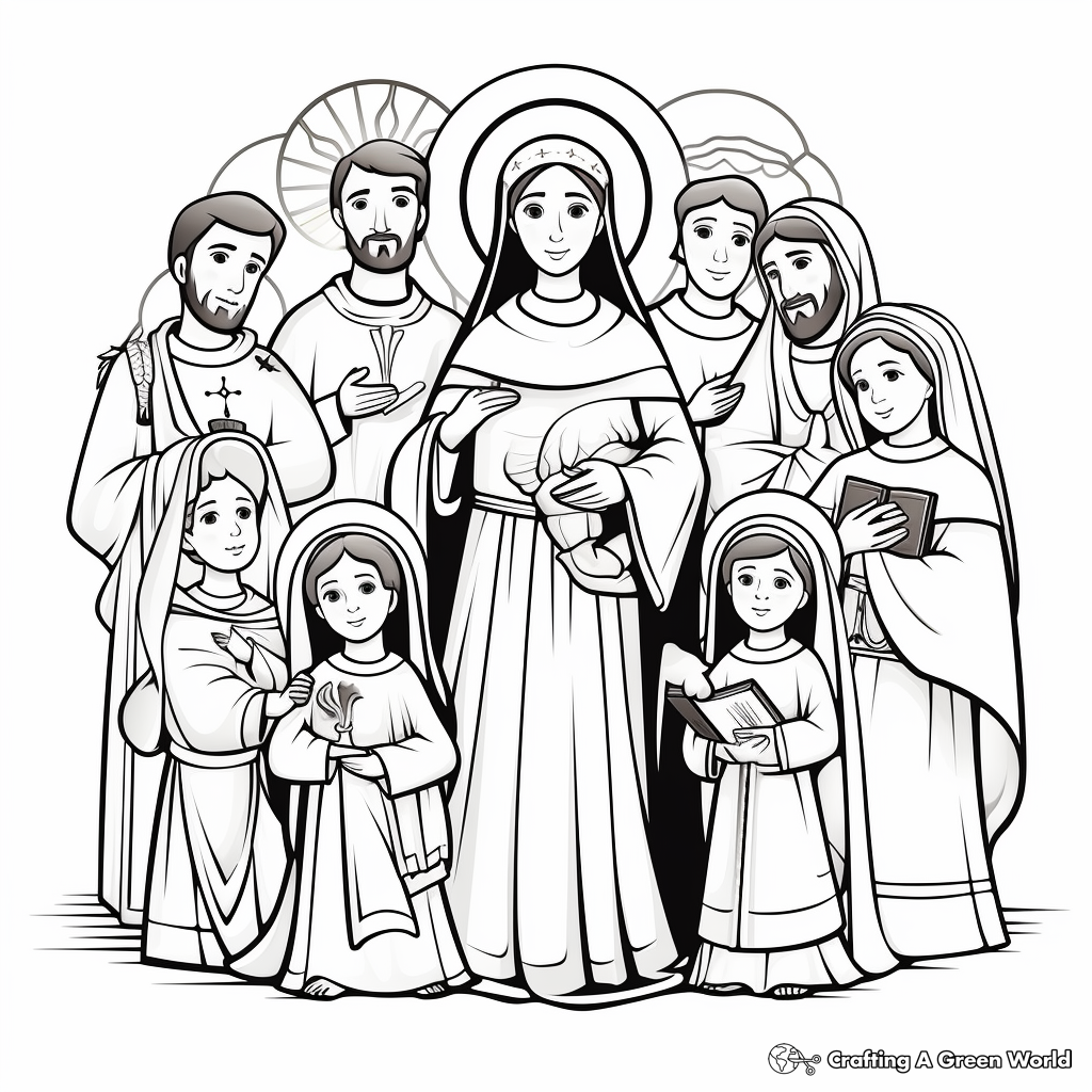 Realistic Depictions of Saintly Figures Coloring Pages 3