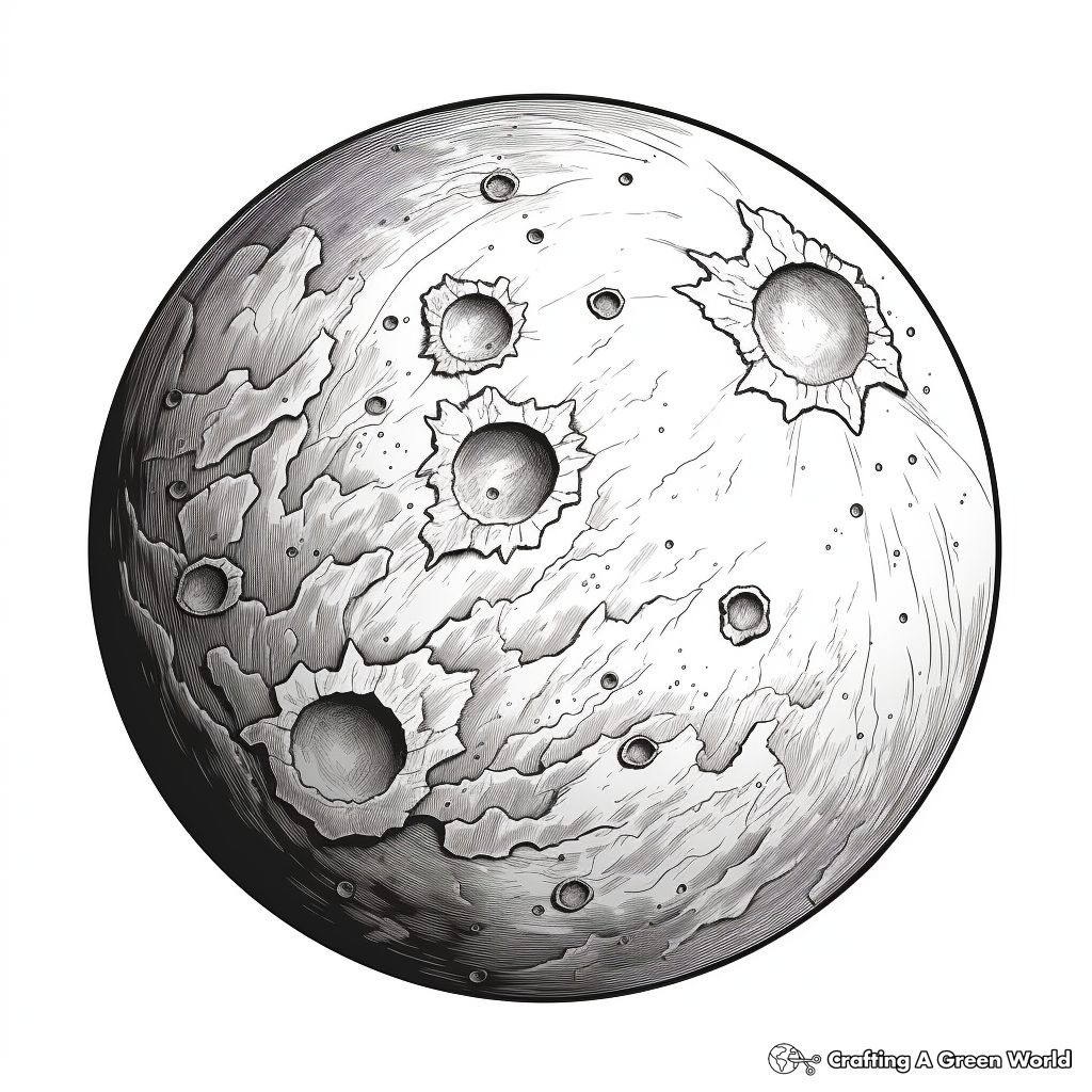 Realistic Detailed Moon Surface Coloring Pages 3
