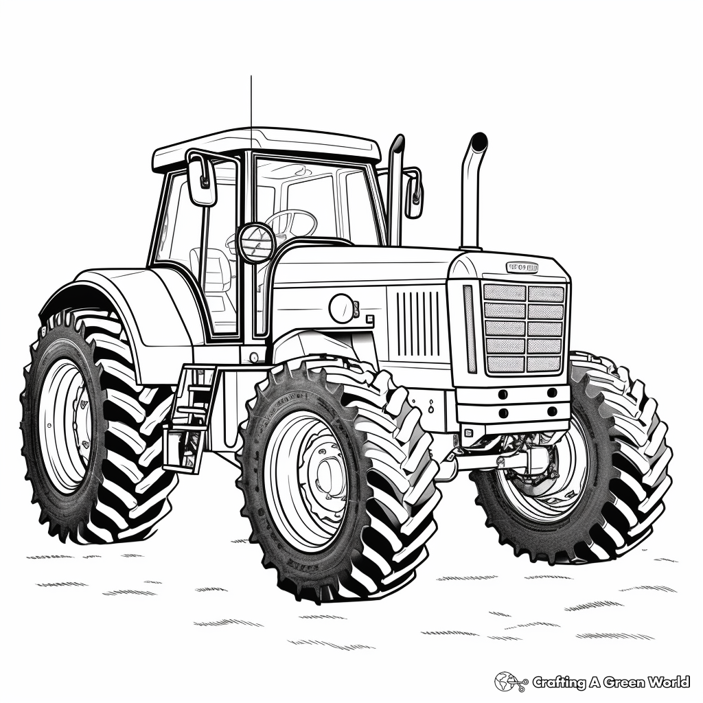 Realistic Detailed Tractor Coloring Pages for Adults 1