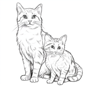 Realistic Domestic Cats Coloring Pages 1