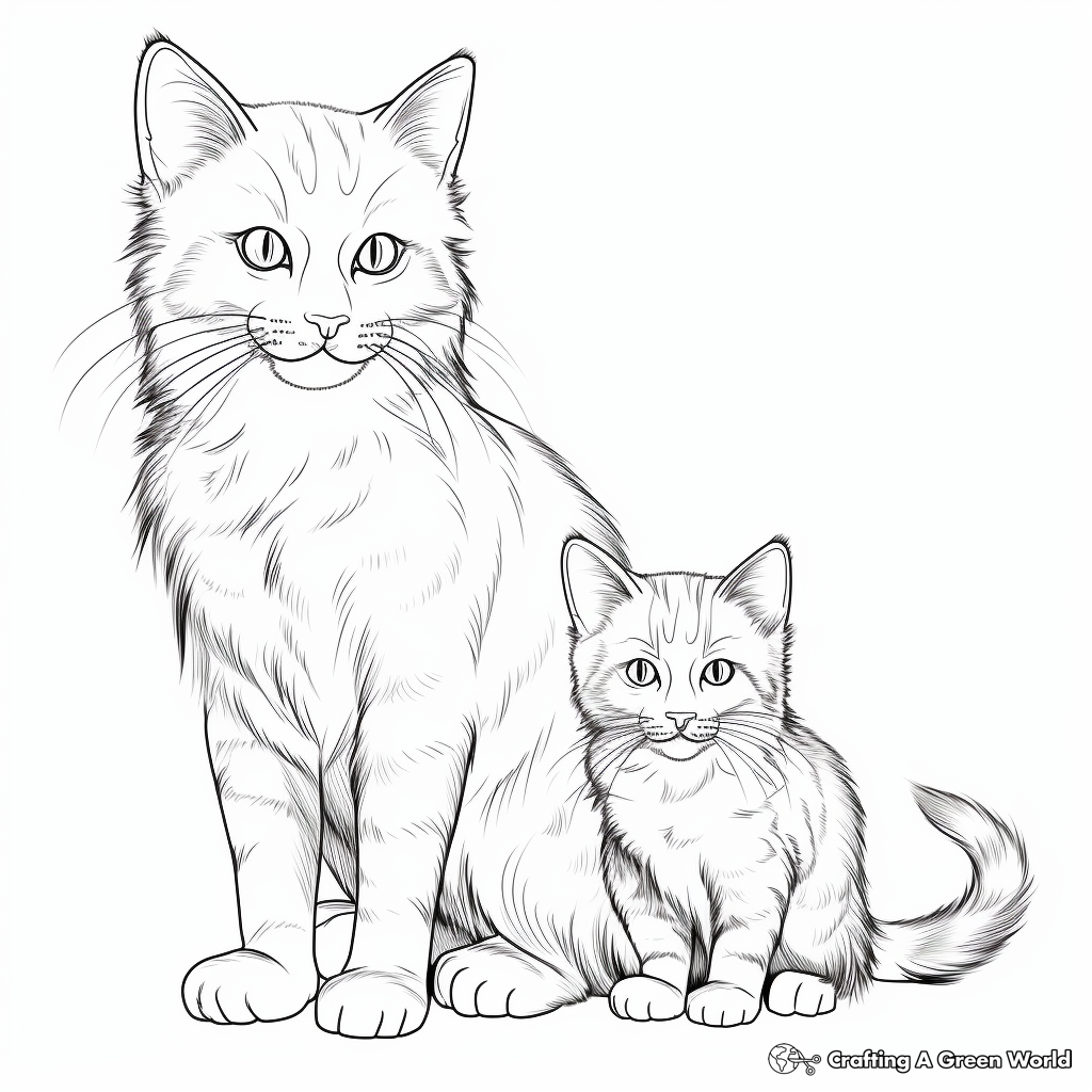Realistic Domestic Cats Coloring Pages 2