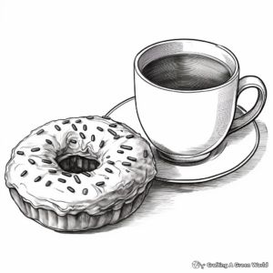 Realistic Donut and Coffee Coloring Pages 2