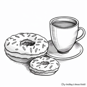 Realistic Donut and Coffee Coloring Pages 4