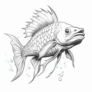 Realistic Dragon Fish Coloring Sheets 1