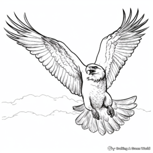 Realistic Eagle in Flight Coloring Sheets 1