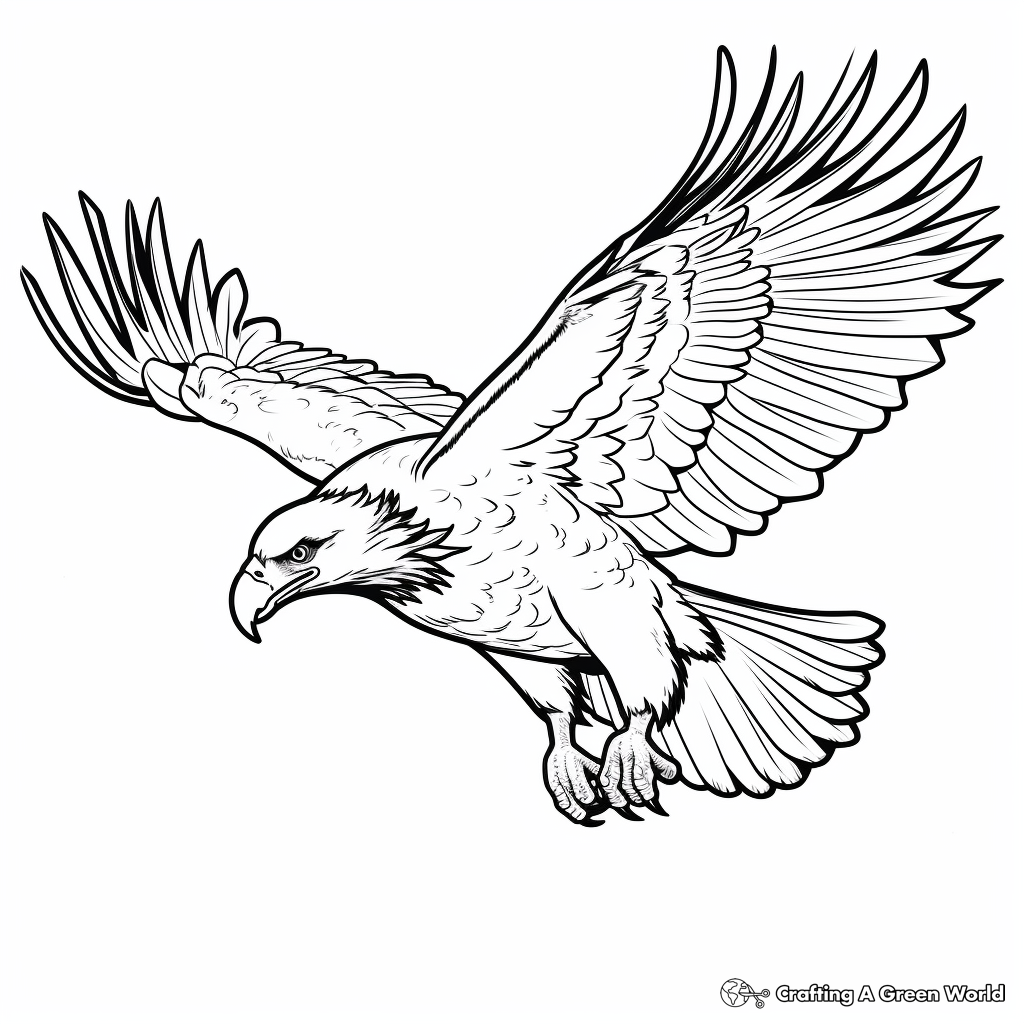 Realistic Eagle in Flight Coloring Sheets 2