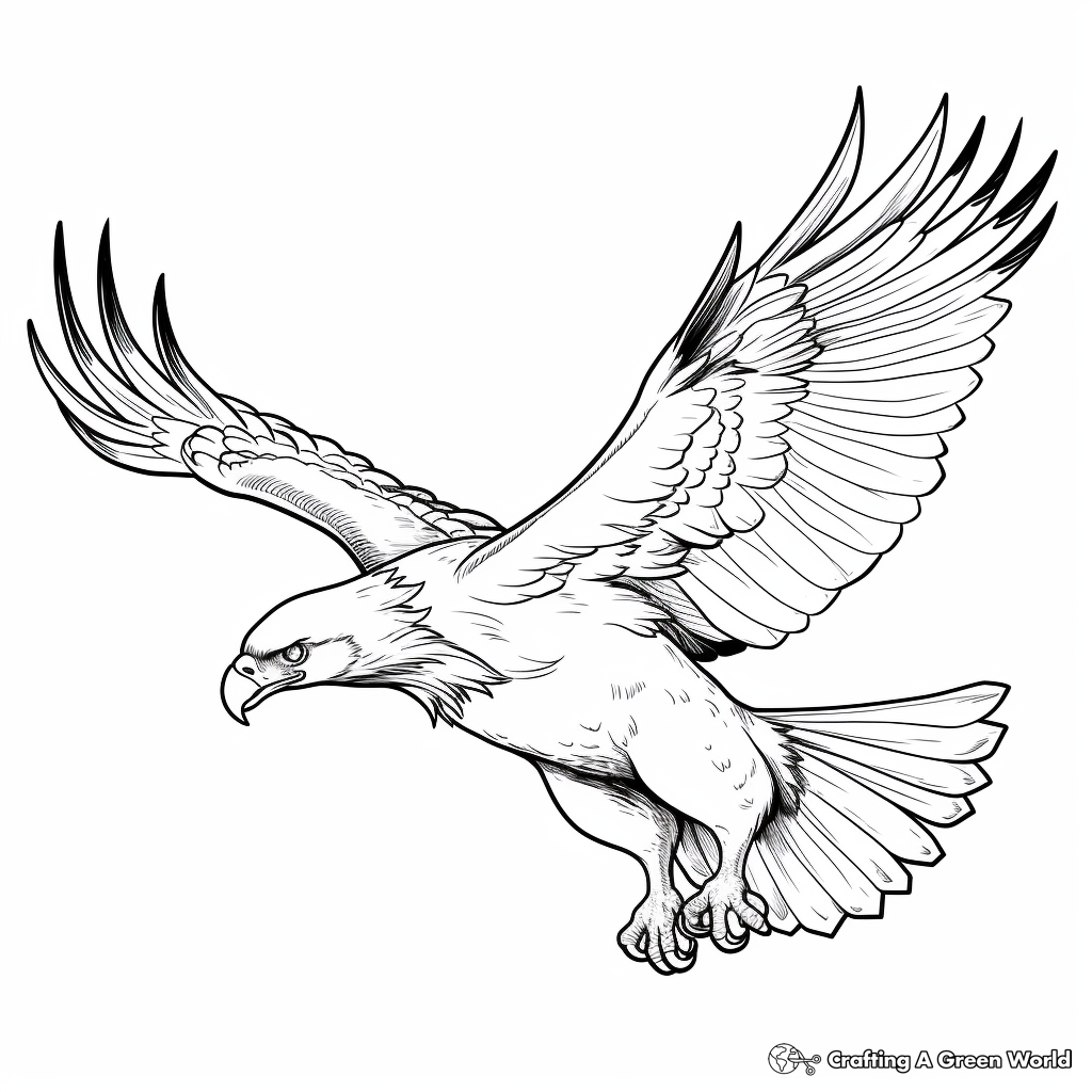 Realistic Eagle in Flight Coloring Sheets 4
