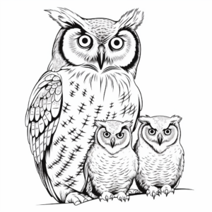 Realistic Eagle Owl Family Coloring Pages for Adults 3