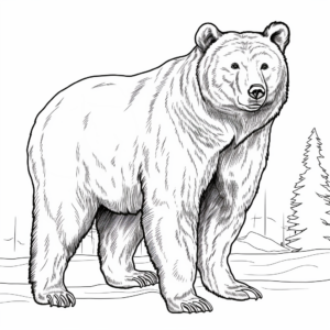 Realistic Eurasian Brown Bear Coloring Pages 1