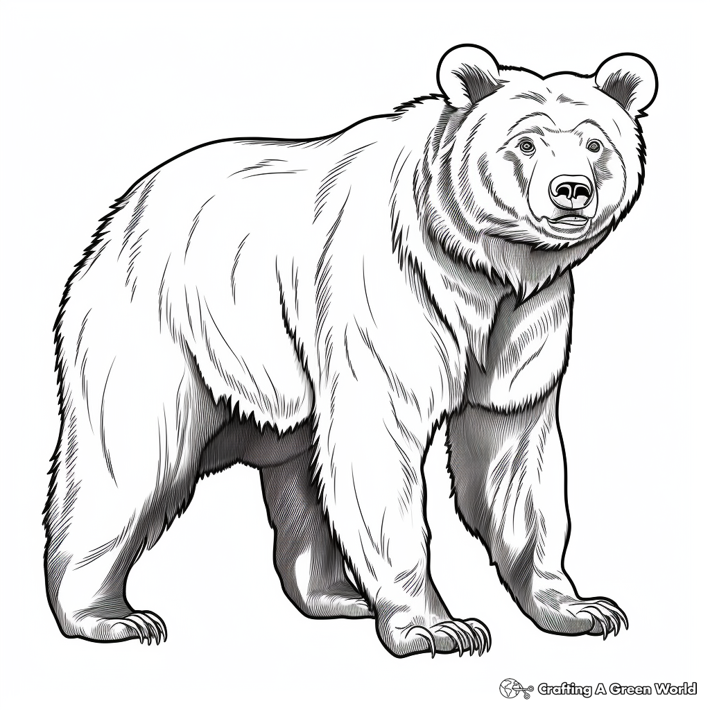 Realistic Eurasian Brown Bear Coloring Pages 3