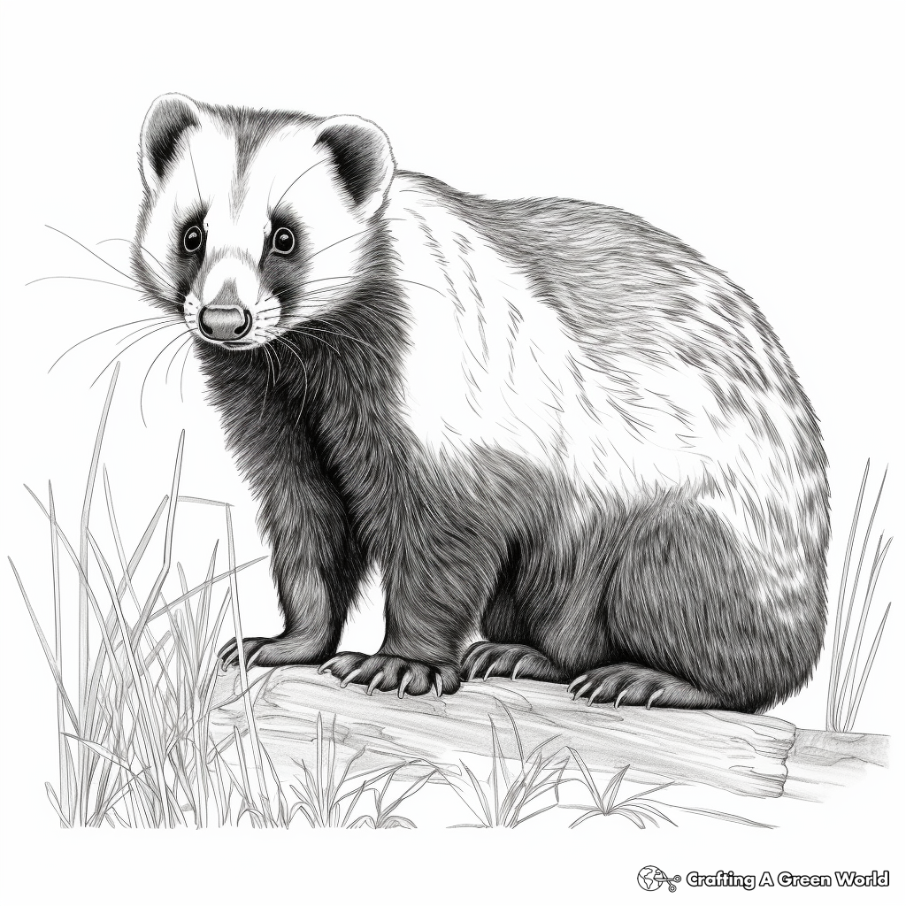 Realistic European Badger Coloring Pages 1