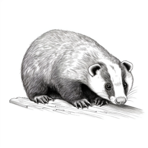 Realistic European Badger Coloring Pages 2