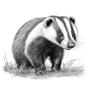 Realistic European Badger Coloring Pages 3