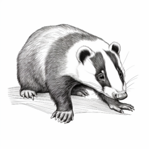 Realistic European Badger Coloring Pages 4